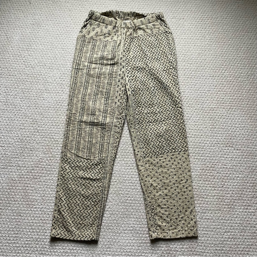 Namsar Women’s Cream Boho Stitch Accent Quilted Pants Size S Nature